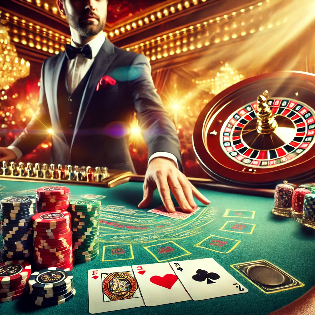 Casino, Krupiyer kağıt dağıtıyor.